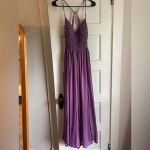 Azazie Lavender Lace Maxi Dress